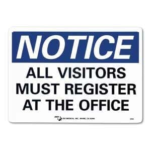 ZEE Medical All Visitors Must Register, 10" x 14